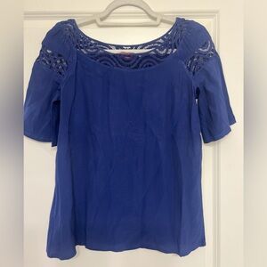 Comptoir Des Cotonniers Cobalt Blue Lace Blouse